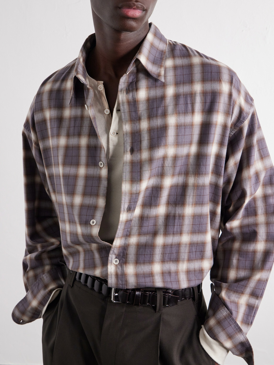 SAGE NATION - Chisholm Checked Flannel Shirt - Brown