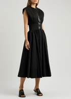 Alaïa Lace-up Cotton-poplin Midi Dress Black