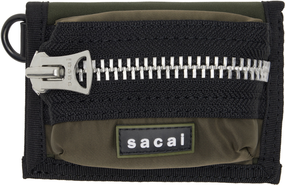 sacai Black Pocket Trifold Wallet Sacai