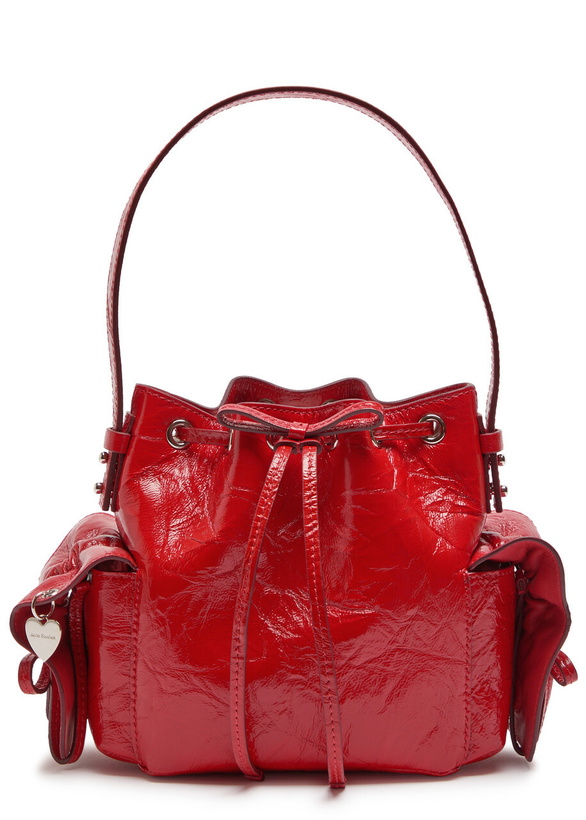 Photo: Acne Studios Multipocket Mini Patent Leather Bucket bag - Red - One Size