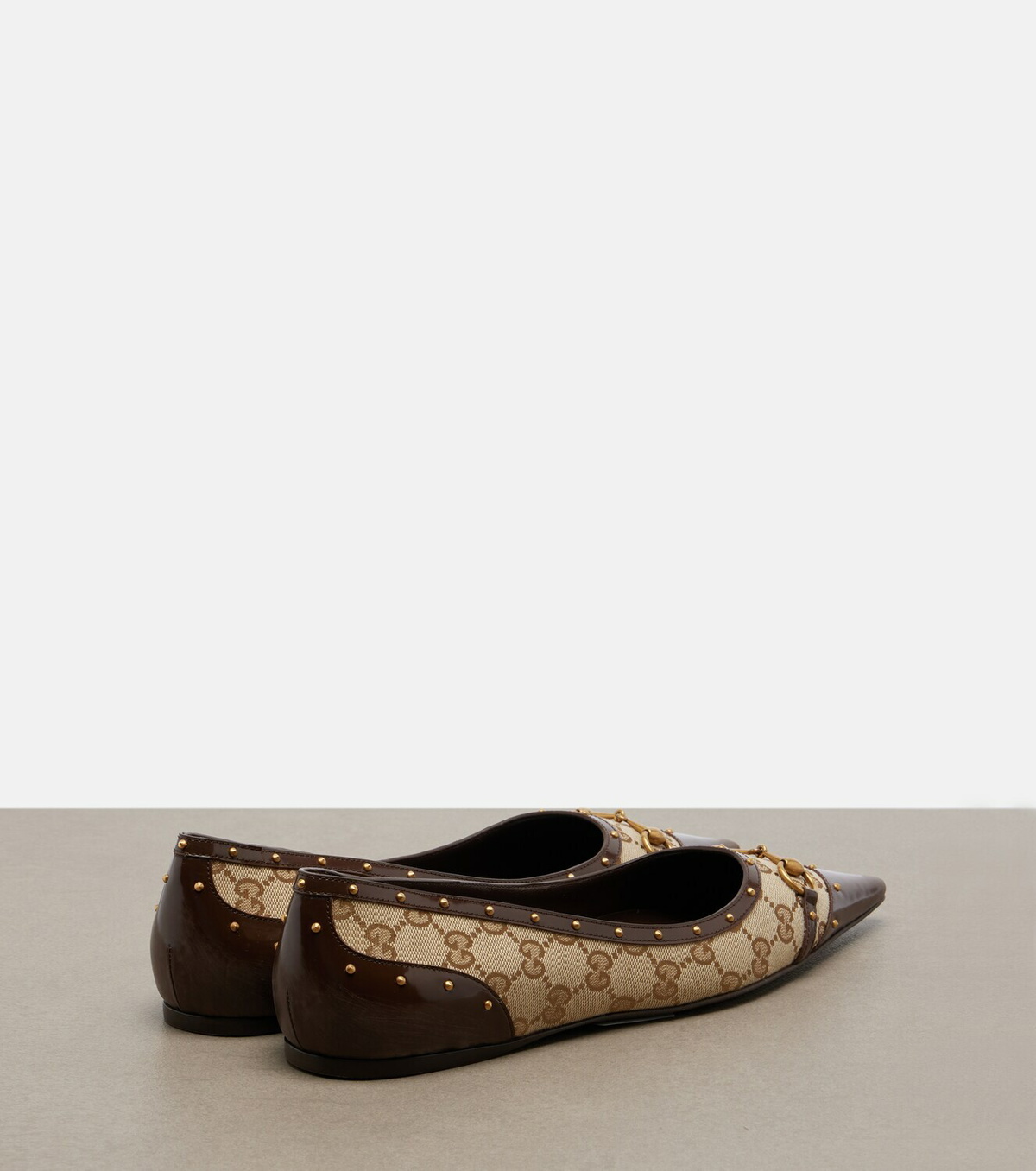 Gucci Savoy Horsebit leather-trimmed ballet flats