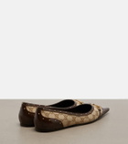 Gucci Savoy Horsebit leather-trimmed ballet flats