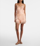 Poupette St Barth Doris lace-trimmed satin shorts