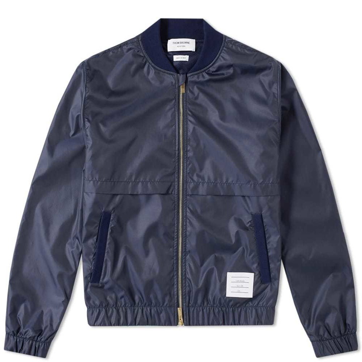 Photo: Thom Browne Back Stripe Ripstop Bomber Jacket Blue