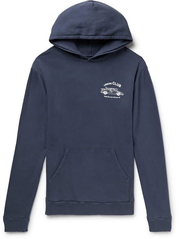 Photo: Pasadena Leisure Club - Scenic Route Printed Cotton-Jersey Hoodie - Blue
