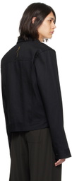 AIREI Black Raw Edge Denim Jacket