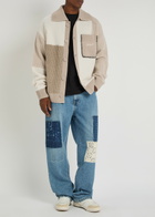 Axel Arigato Franco Colour-block Wool-blend Cardigan Beige