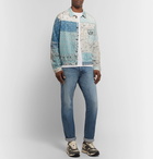 KAPITAL - Patchwork Bandana-Print Cotton Trucker Jacket - Light blue