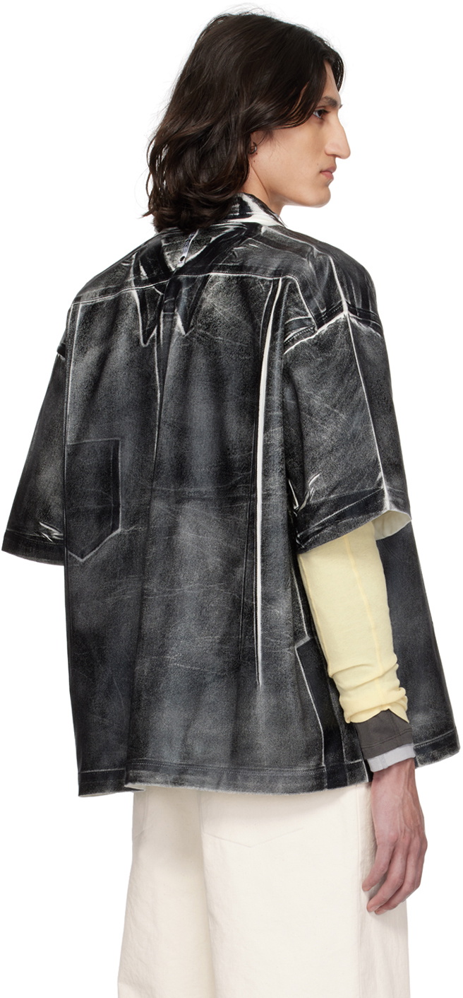 Karmuel Young Black Cuboid Denim Shirt