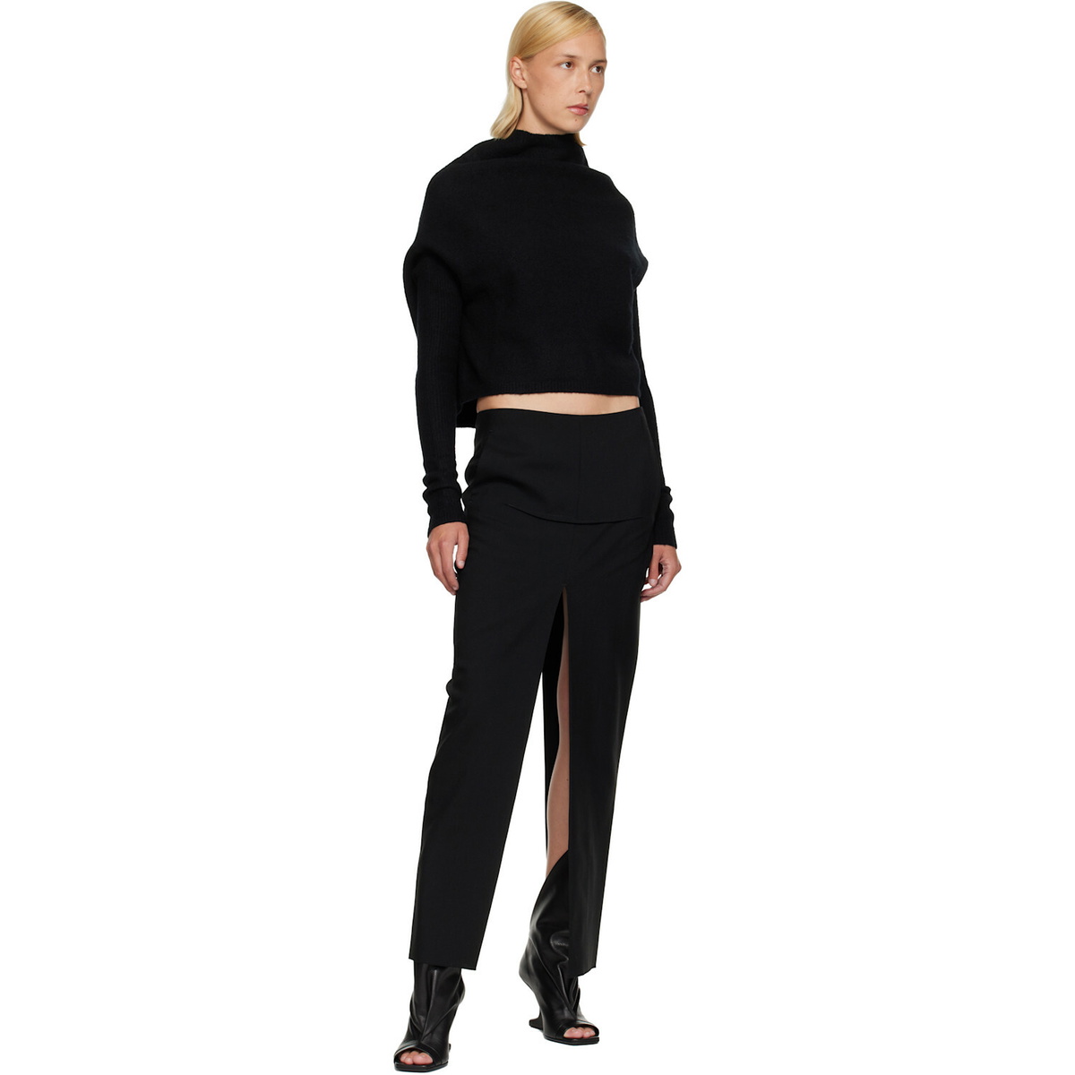 Rick Owens Black Tower LS Crater Sweater
