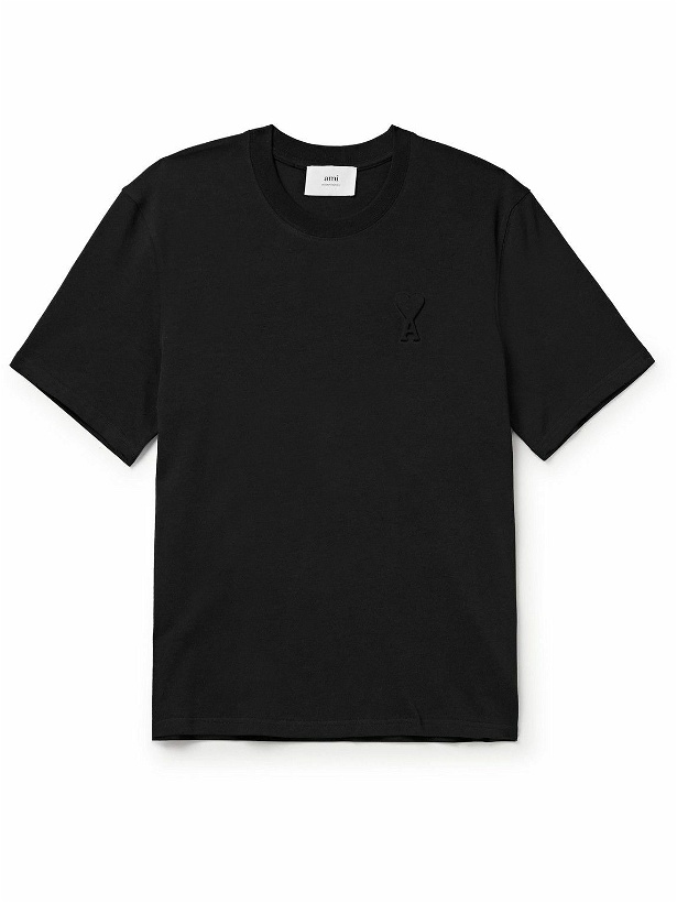 Photo: AMI PARIS - Logo-Embossed Cotton-Jersey T-Shirt - Black