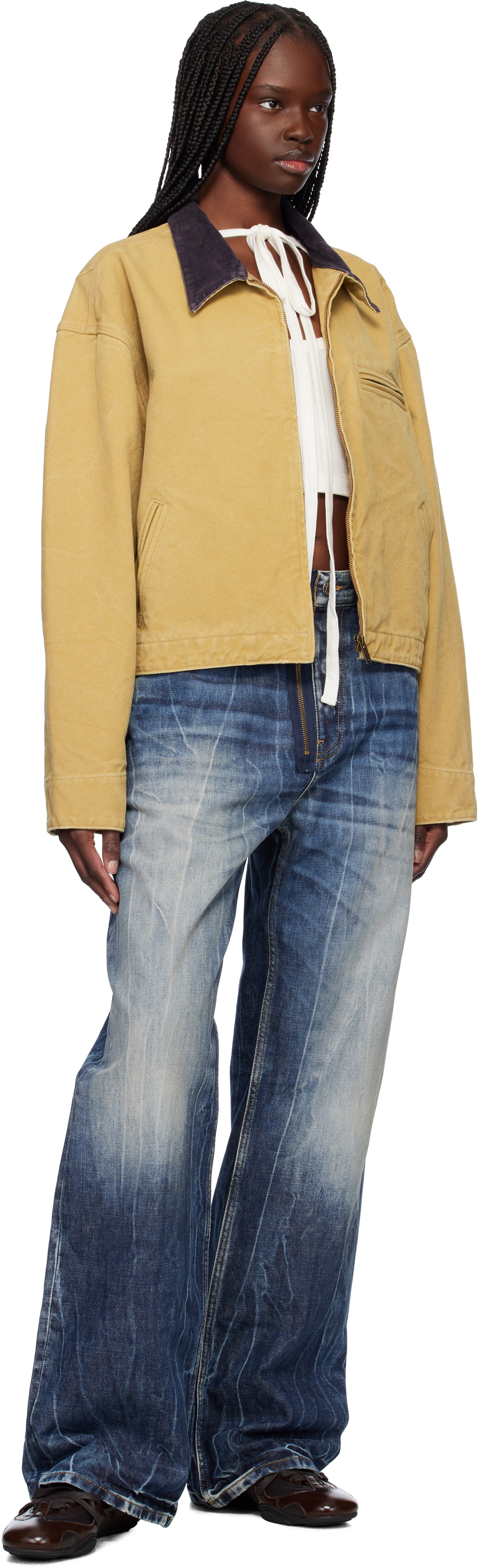 AMBUSH Tan Cropped Canvas Work Jacket