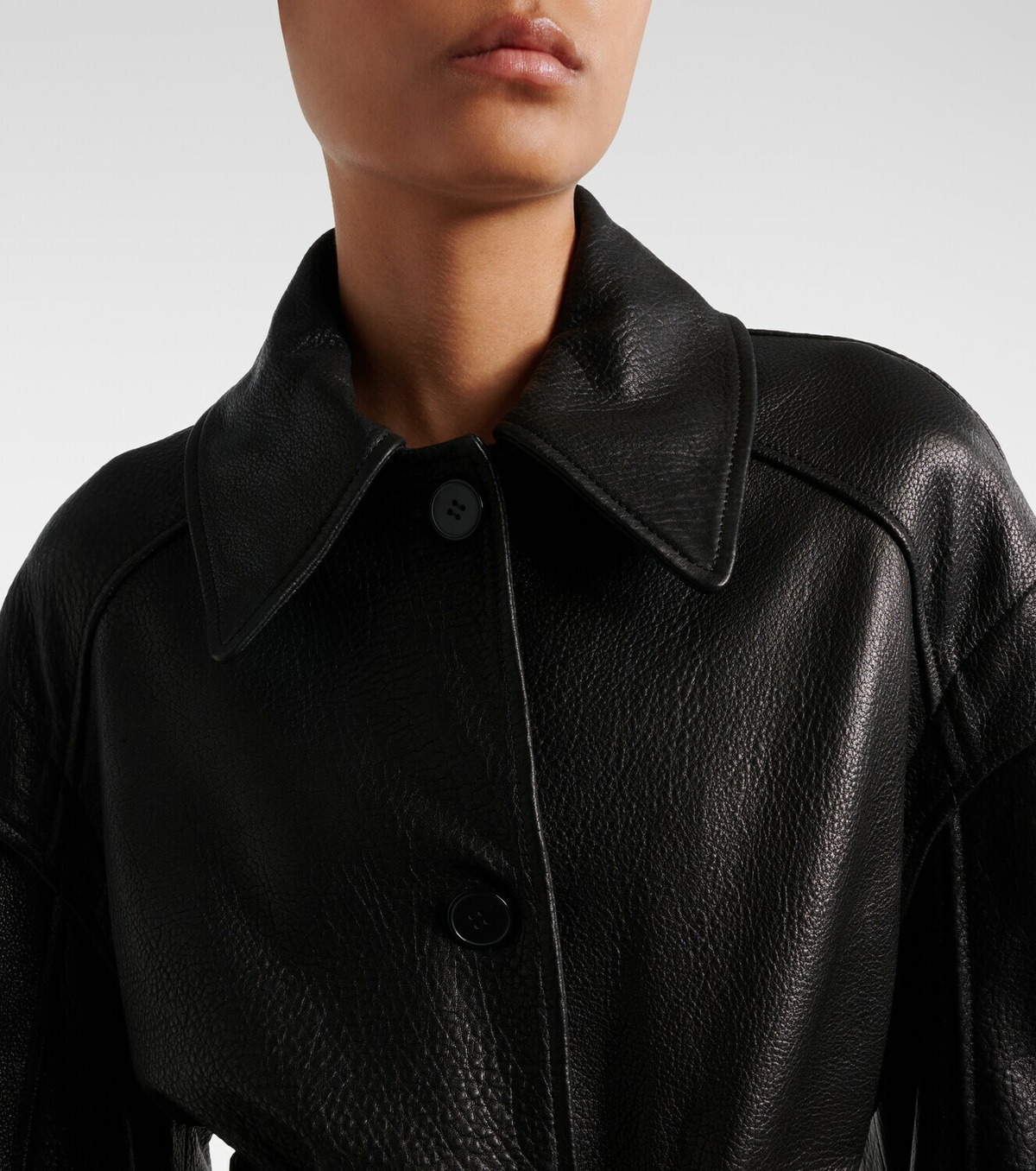 Nour Hammour Perrin belted leather jacket