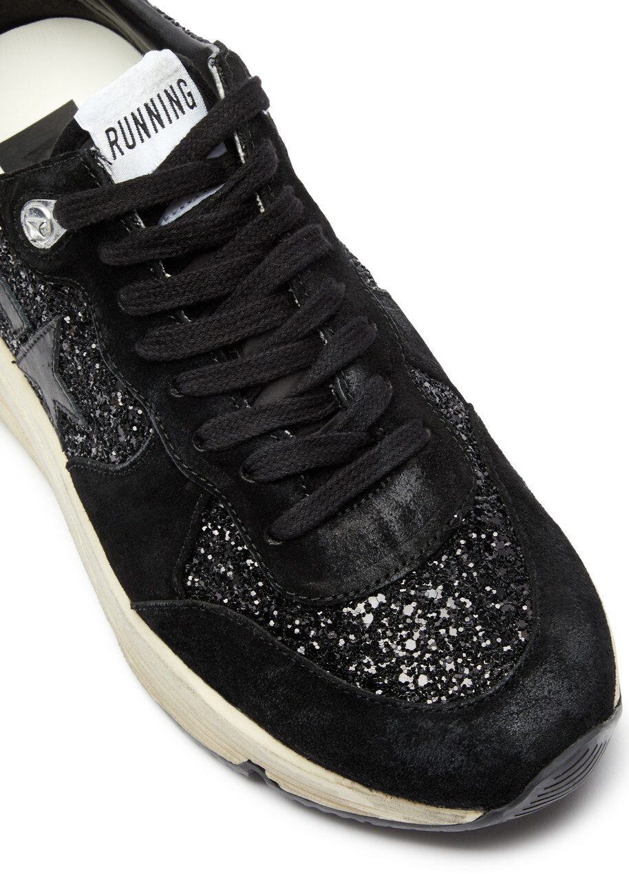 Golden Goose Running Sole Suede Sneakers Black And White