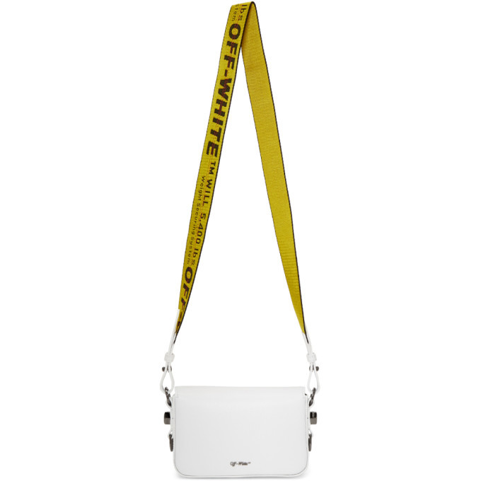 Off-white White Mini Diagonal Binder Clip Bag