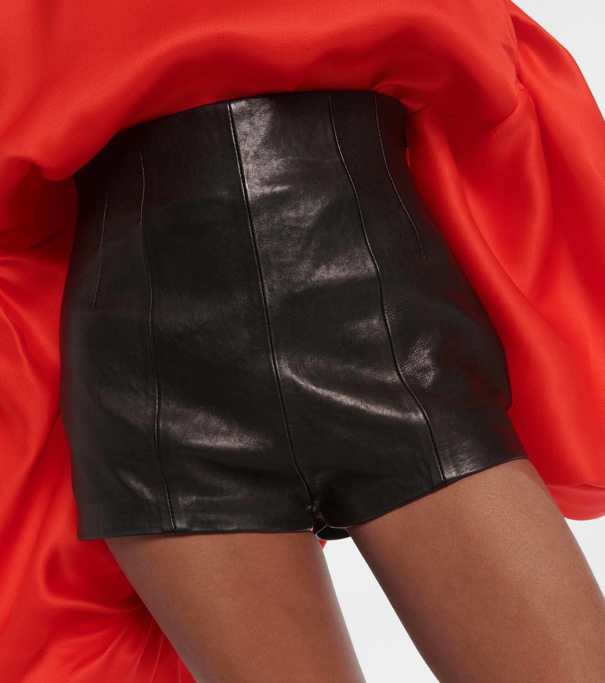 Khaite Lennman high-rise leather shorts