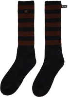 Acne Studios Black & Brown Striped Face Patch Socks