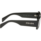 Prada Eyewear Black Rectangle Acetate Script Logo Sunglasses