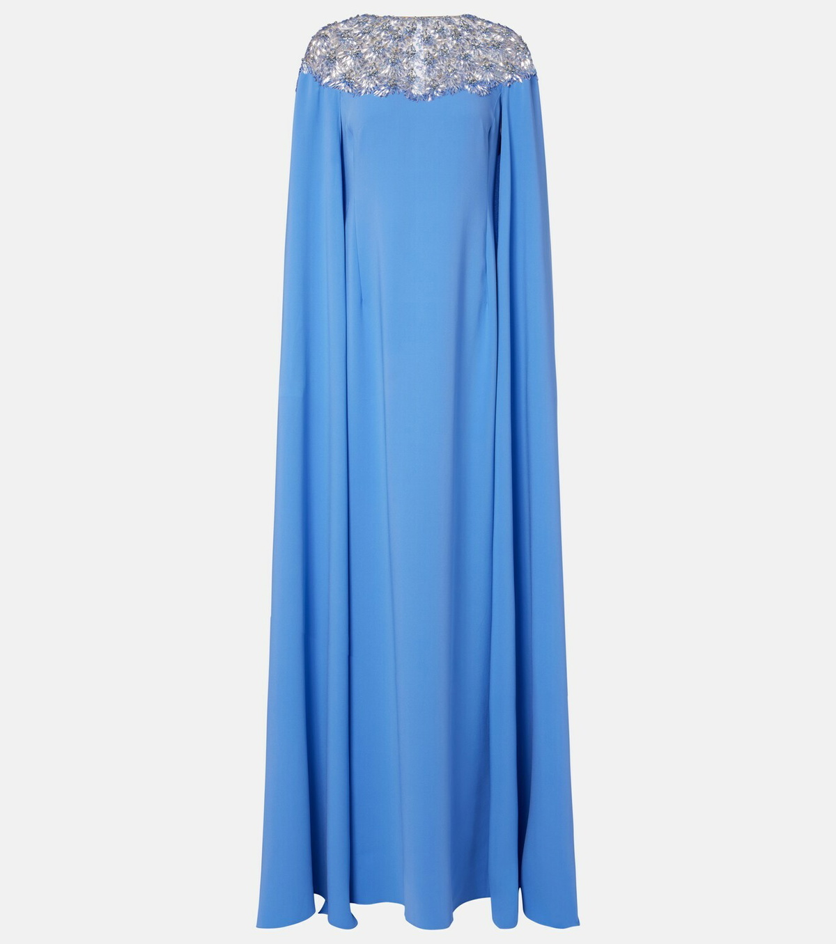 Oscar de la Renta Embellished caped silk-blend gown