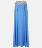 Oscar de la Renta Embellished caped silk-blend gown