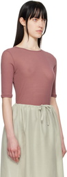 AMOMENTO Burgundy Round Short Sleeve T-shirt