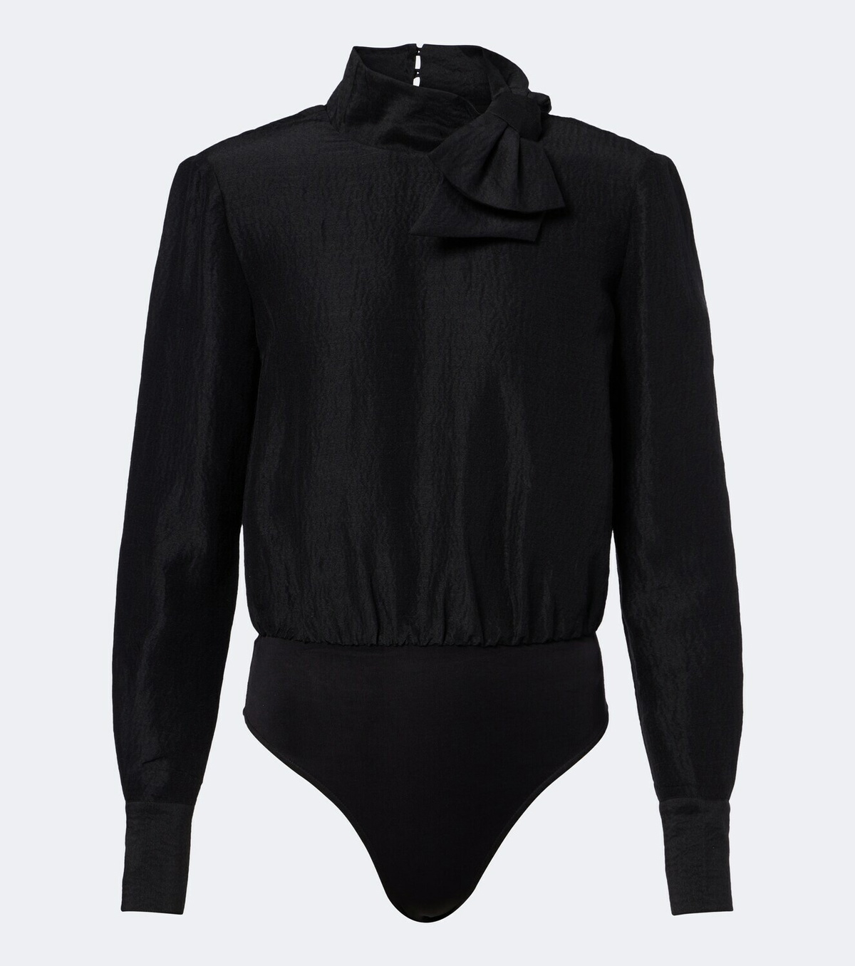 Roland Mouret Bow-detail jacquard ramie and silk bodysuit