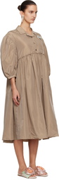 Simone Rocha Tan Embellished Signature Smock Shirt Midi Dress