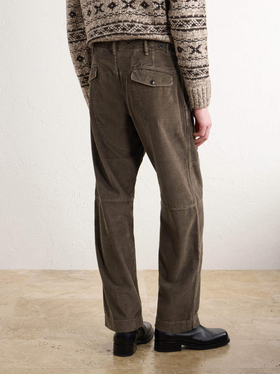 RRL - Straight-Leg Distressed Cotton-Corduroy Double-Knee Trousers - Brown