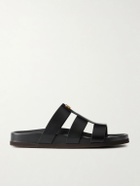 Valentino Garavani - Studshield Logo-Embellished Leather Sandals - Black