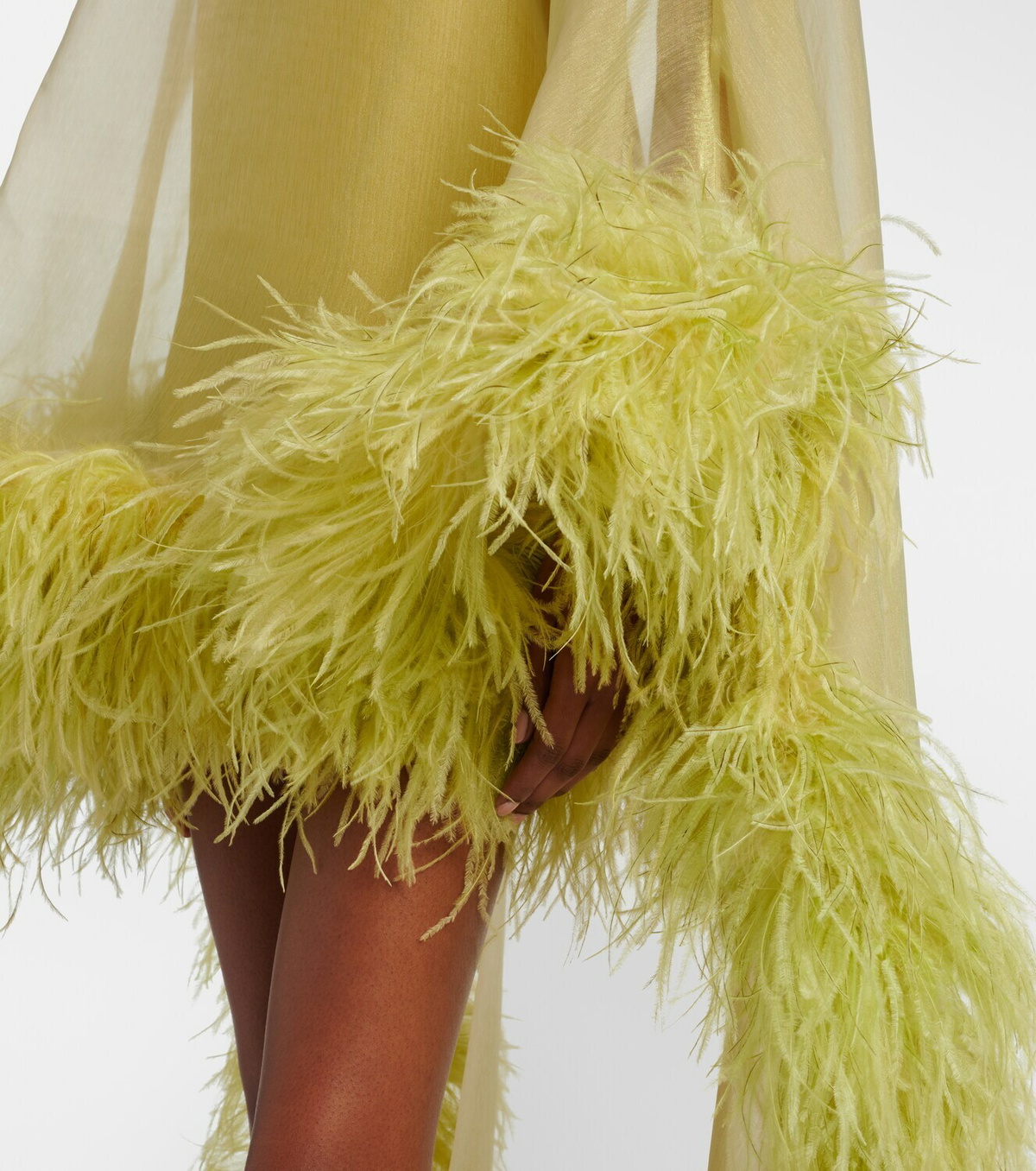 Taller Marmo Daisy feather-trimmed organza kaftan