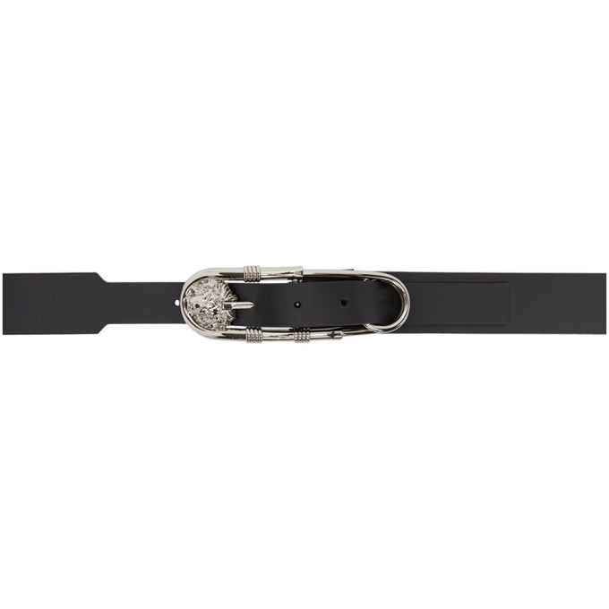 Versus Black and Silver Oversized Safety Pin Belt Versus