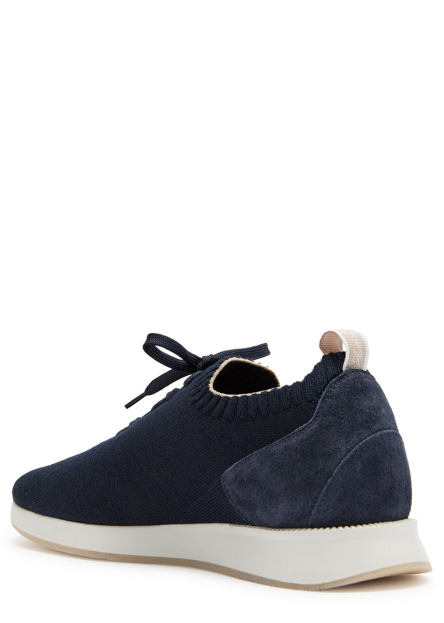Aurélien Panelled Knit Sneakers Navy