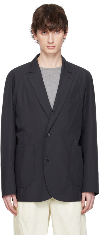 Photo: DOCUMENT Gray Silky Cotton Raglan Blazer