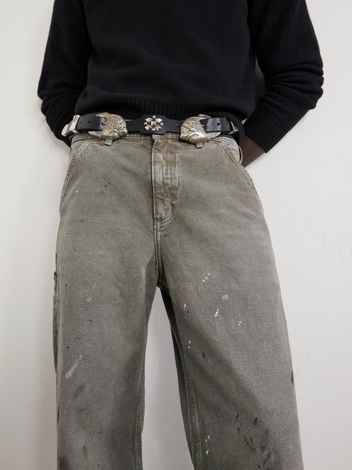 Enfants Riches Déprimés - Straight-Leg Paint-Splattered Cotton-Canvas Trousers - Gray