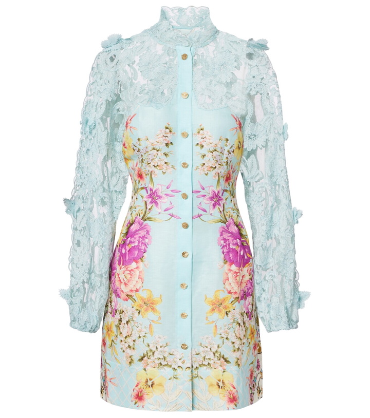 Photo: Camilla Embellished lace-trimmed linen and silk minidress