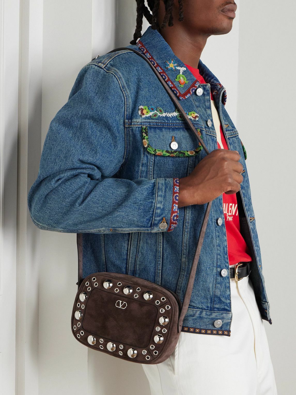 Valentino Garavani - Nellcôte Embellished Suede Messenger Bag