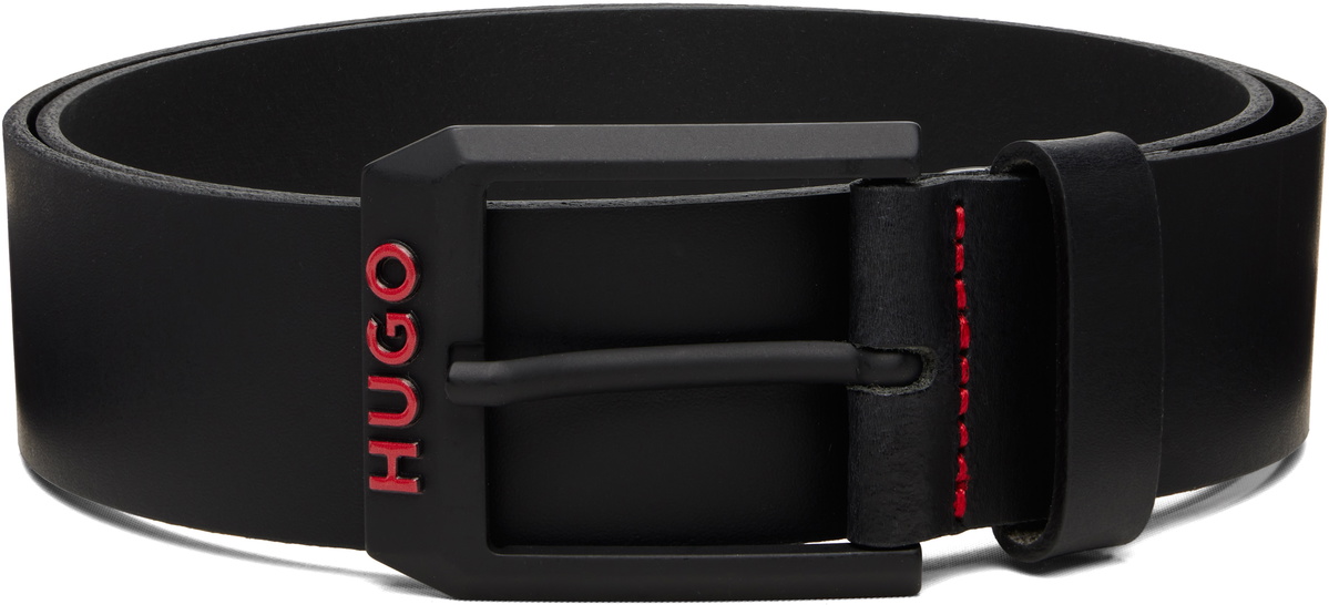 Hugo Black Italian Leather Belt