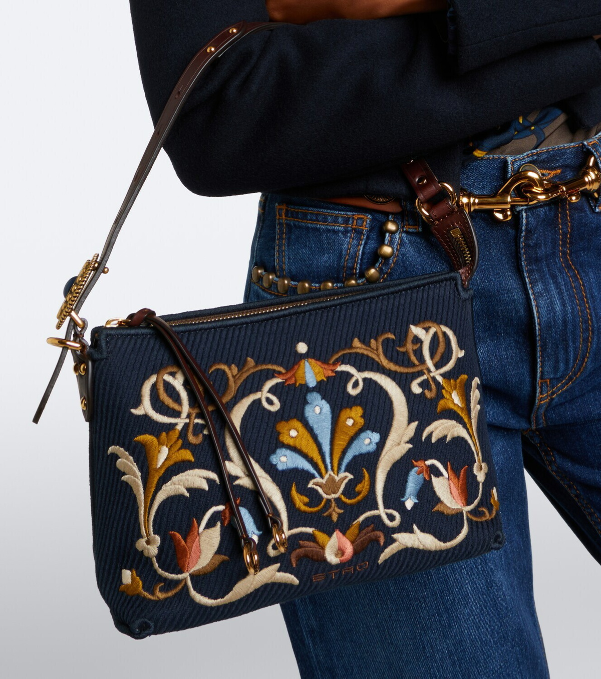 Etro Rosette Small canvas shoulder bag