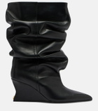 Balmain Leather wedge boots