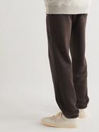 De Bonne Facture - Tapered Logo-Embroidered Cotton-Jersey Sweatpants - Brown