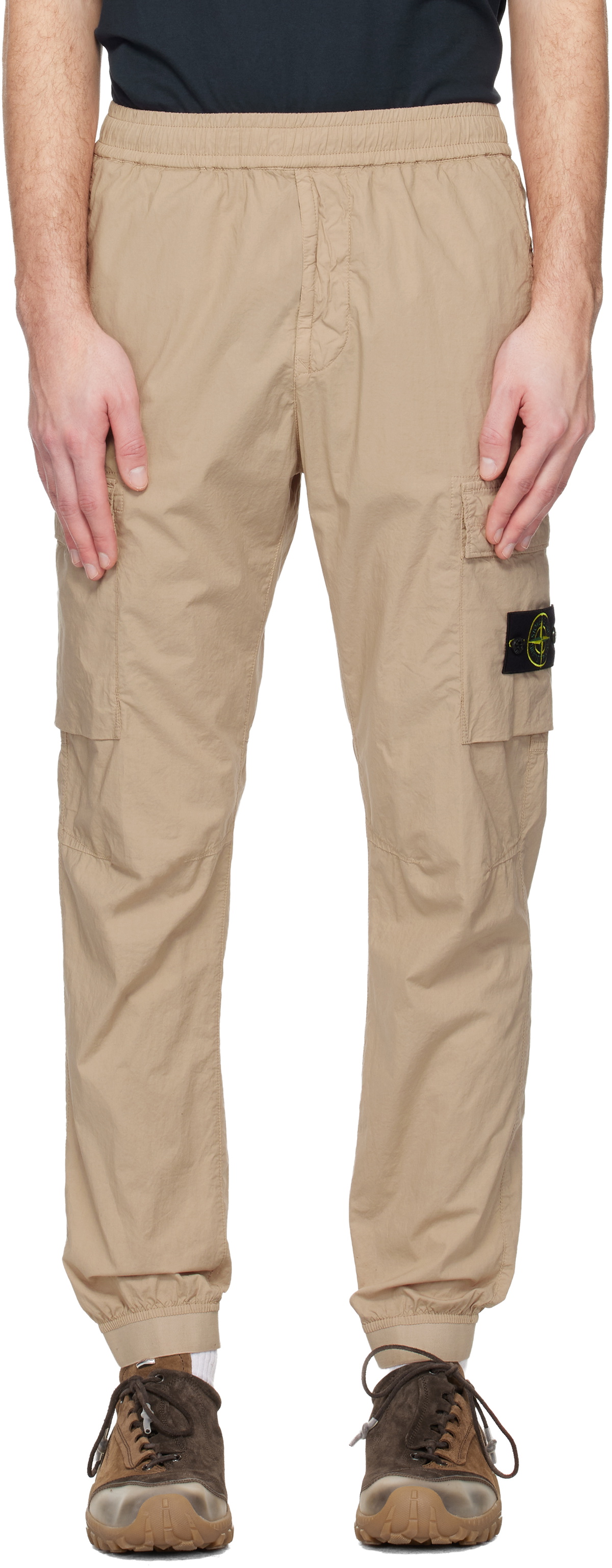 Stone Island Beige 3100031 Stretch Cotton Tela 'Paracadute' Cargo Pants