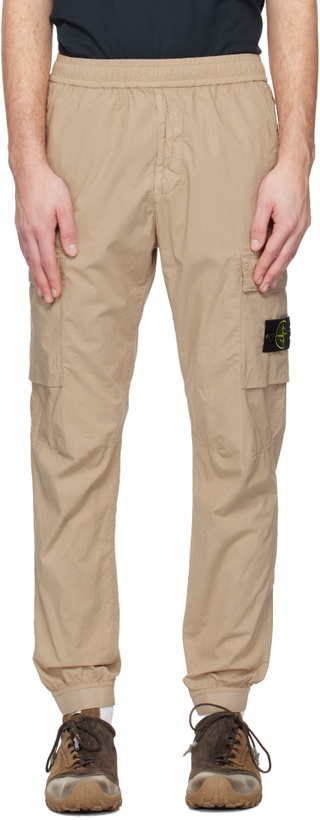 Photo: Stone Island Beige 3100031 Stretch Cotton Tela 'Paracadute' Cargo Pants