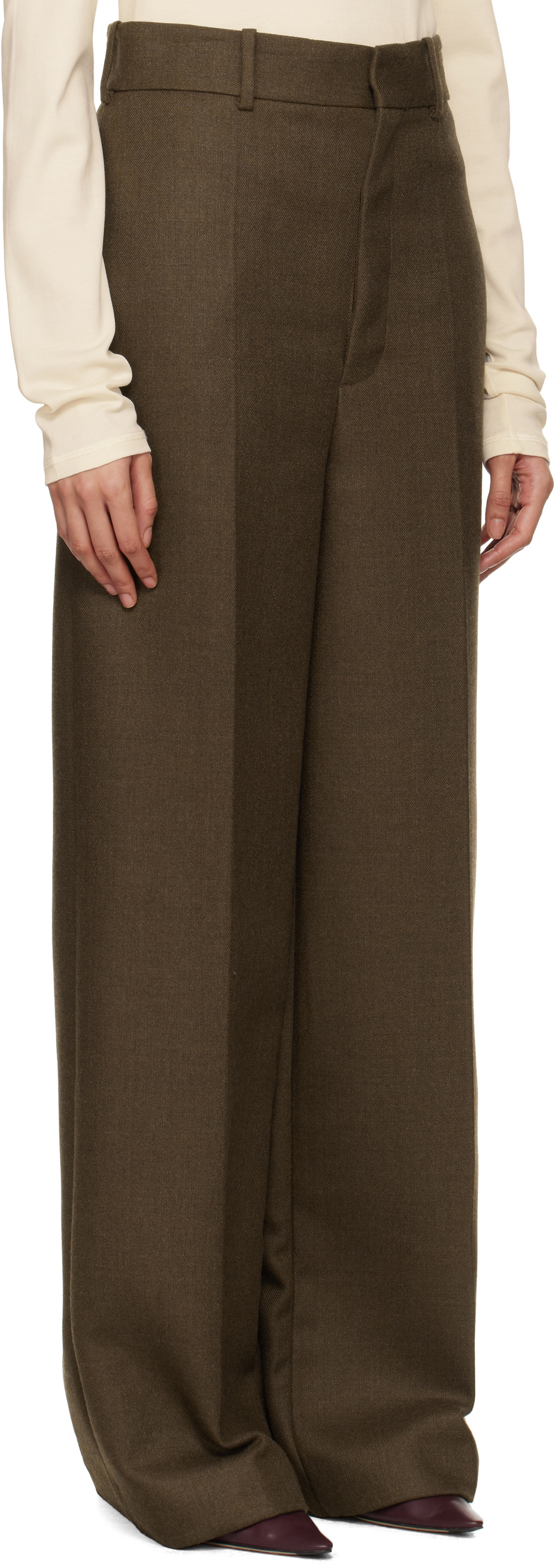Carven Brown Double Worsted Wool Trousers