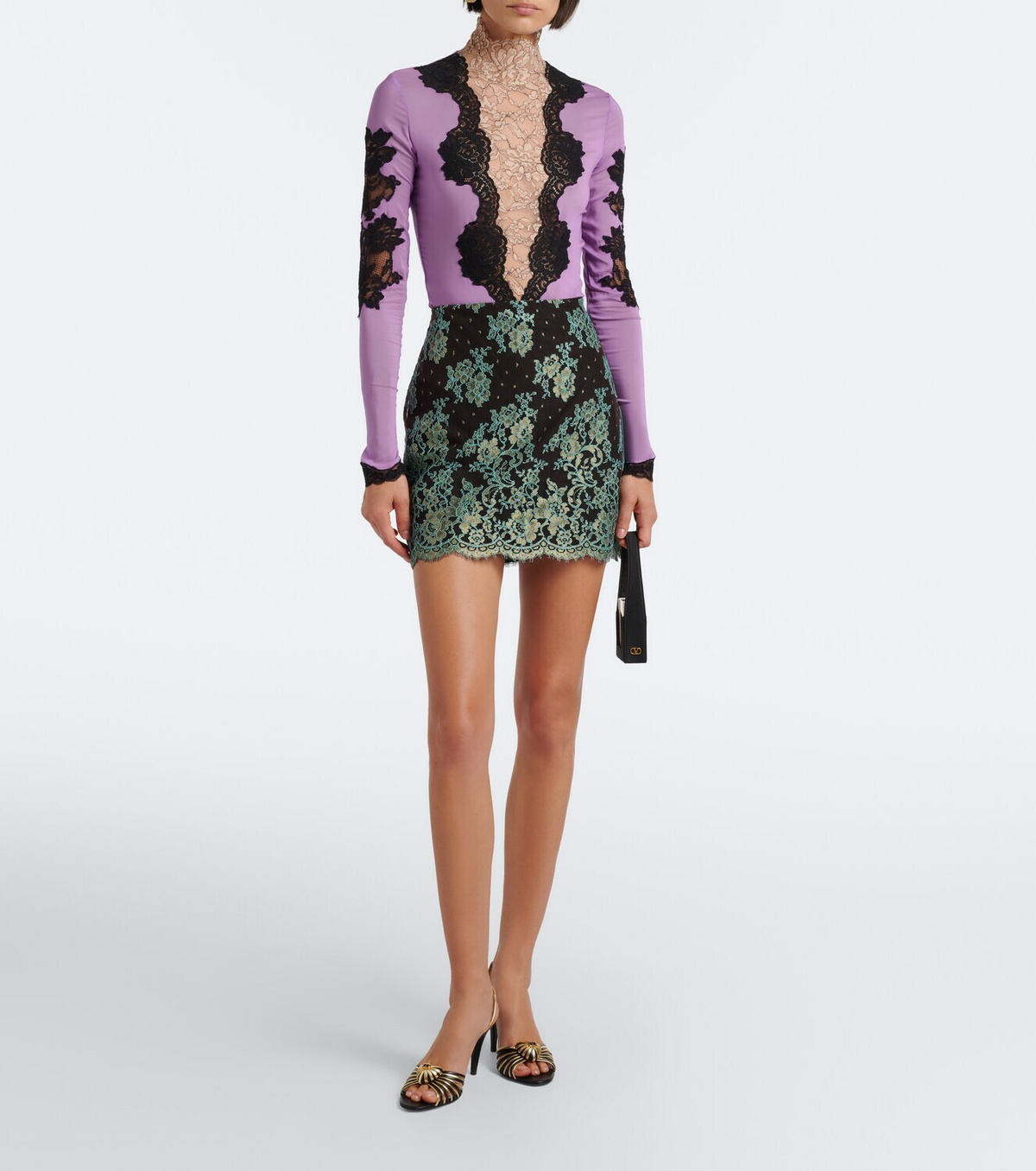 Valentino Turtleneck lace-trimmed bodysuit