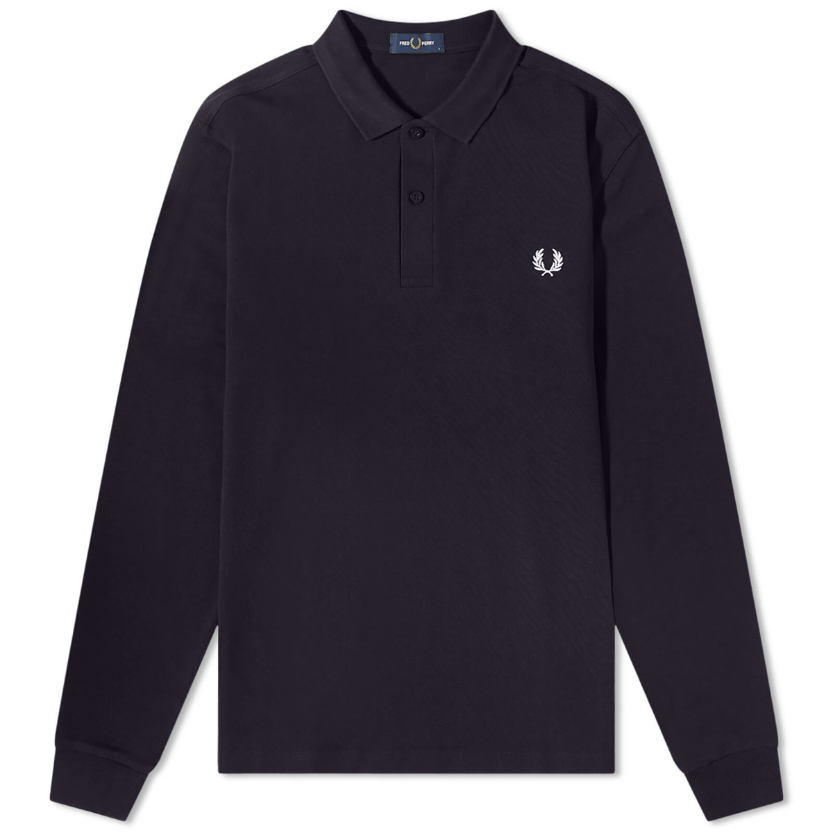 onszelf Geboorte geven Darts Fred Perry Men's Authentic Long Sleeve Plain Polo Shirt in Navy Fred Perry