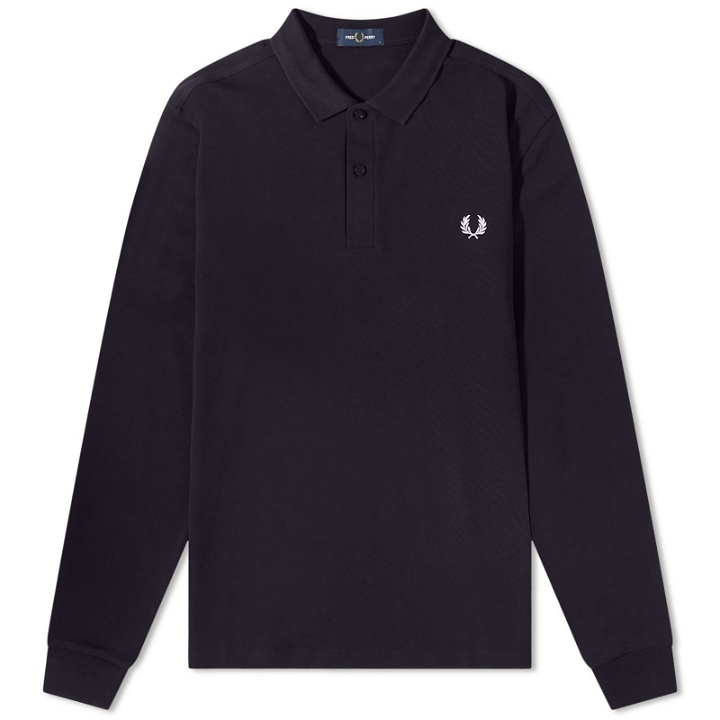 Photo: Fred Perry Men's Authentic Long Sleeve Plain Polo Shirt in Navy