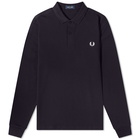 Fred Perry Men's Authentic Long Sleeve Plain Polo Shirt in Navy