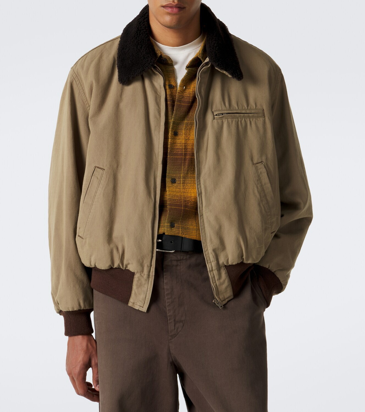 A.Presse Teddy-trimmed cotton and wool blouson jacket