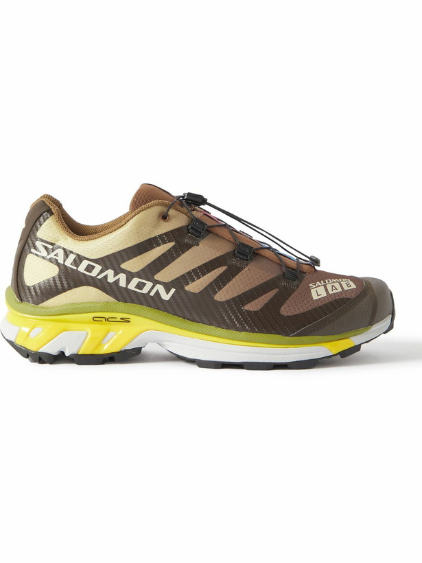 Photo: Salomon - XT-4 Leather-Trimmed Mesh Sneakers - Yellow