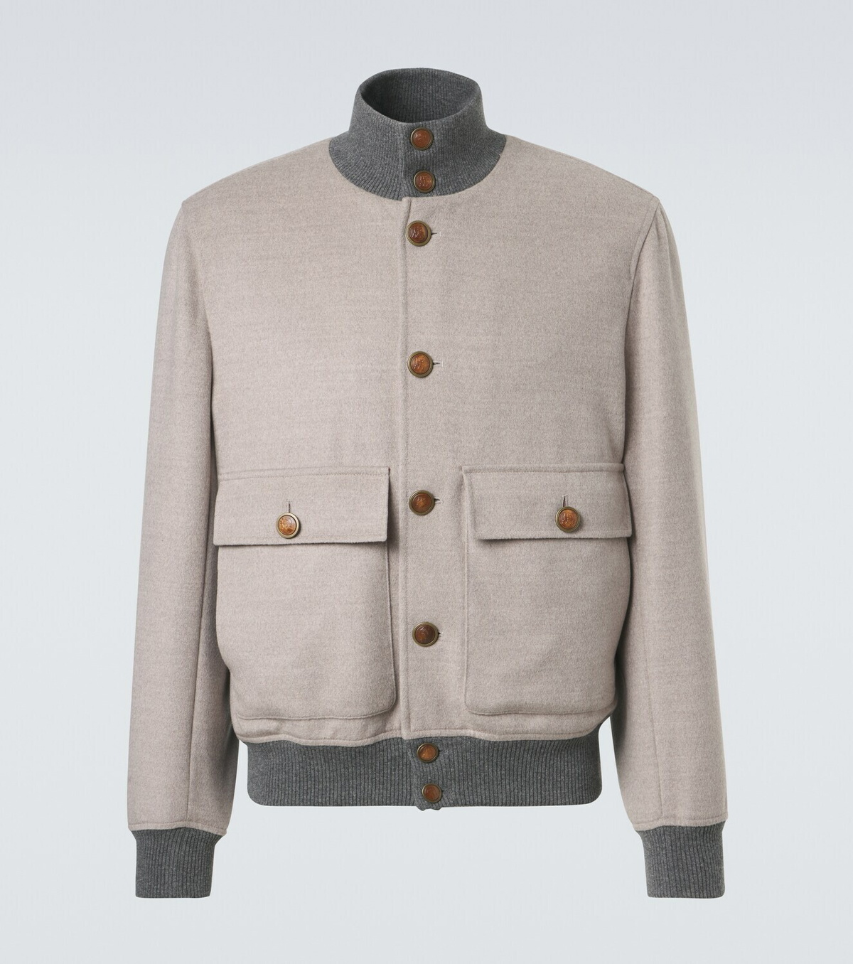 Brunello Cucinelli Cashmere-trimmed wool bomber jacket